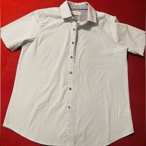 Thomas Sterling youth shirt size M. White with blue dots. 100% cotton